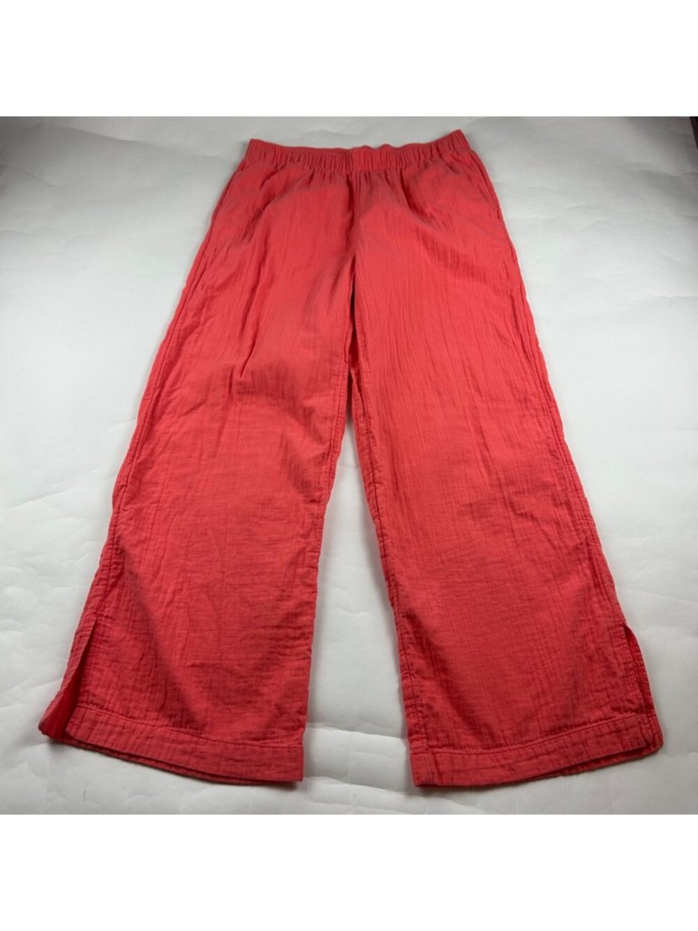 TALL Old Navy Bright Coral Crinkle Cotton Wide Leg Lounge Pant LT